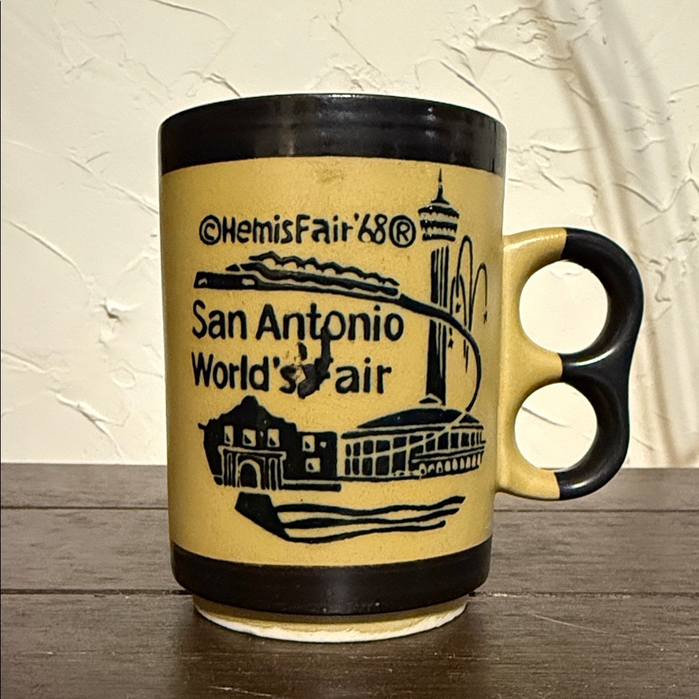 RARE HemisFair 1968 San Antonio World's Fair Mug double finger handle